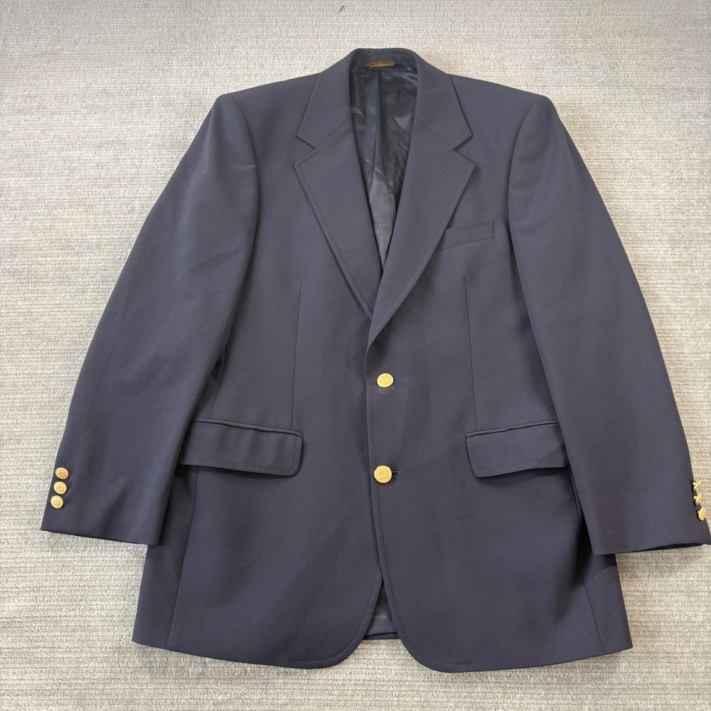 Vintage Brooks Brothers Blazer Mens 38R Navy Wool Gold Buttons Sport Coat Preppy